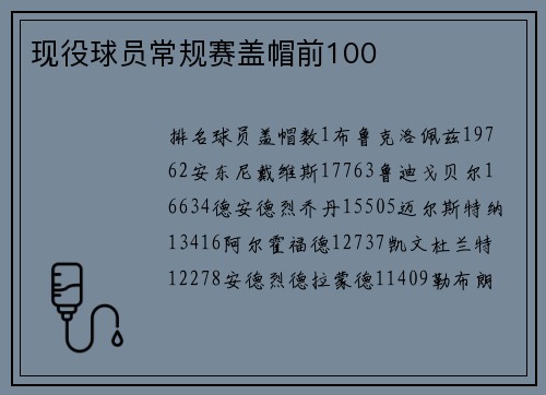 现役球员常规赛盖帽前100